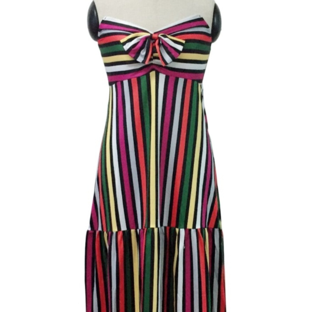 NWOT Strapless Stripe Long Maxi Dress - Picture 3 of 7